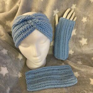 Handmade Crochet Ear Warmers/Head Band & Fingerless gloves
